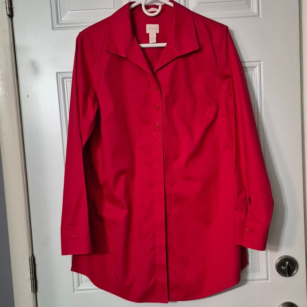 Chico's Button Front Top. Size 1. 100% cotton. Like new.